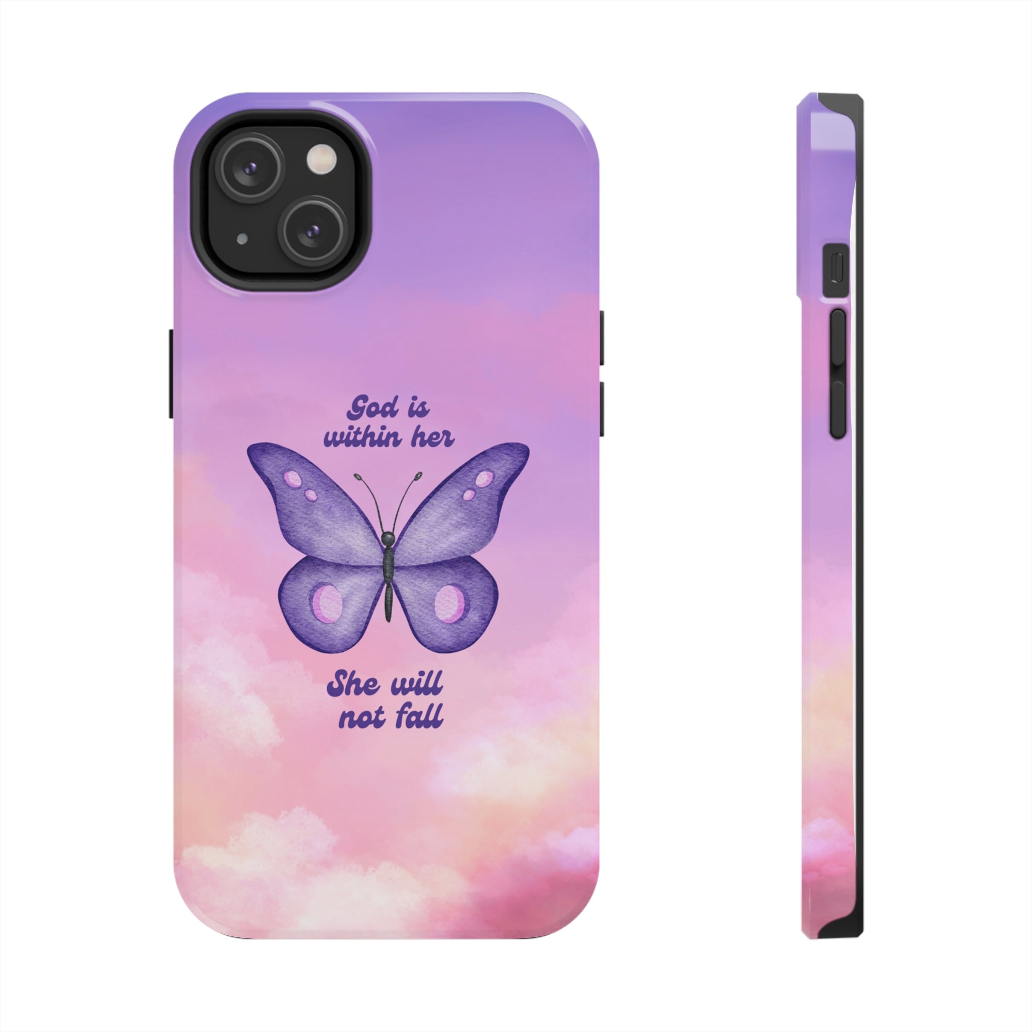 Butterfly God Is Within Her iPhone Case Pink Purple Glow From